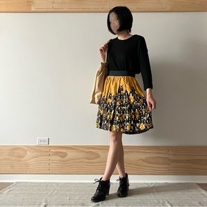 Anthropologie x Edme & Esyllte Saffron Yellow and Black Matriarch Skirt Size 4
